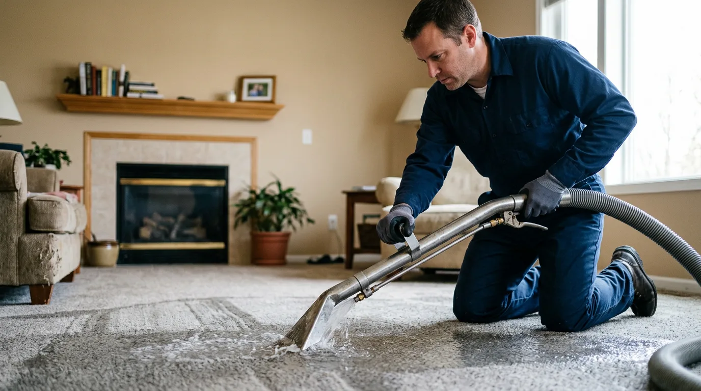 Water damage restoration technician working near Sheboygan Falls, WI